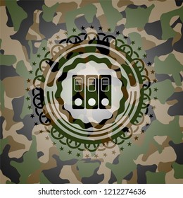 three folders icon inside camouflage texture