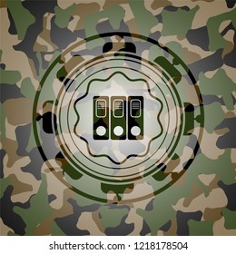 three folders icon inside camouflage texture
