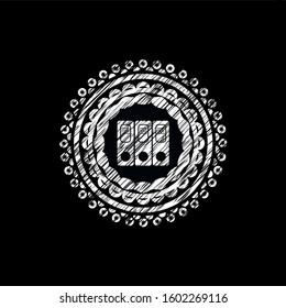 three folders icon inside chalk emblem written on a blackboard
