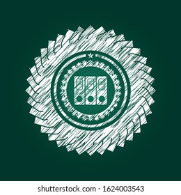 three folders icon inside chalk emblem