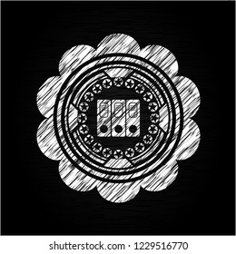 three folders icon inside chalkboard emblem written on a blackboard