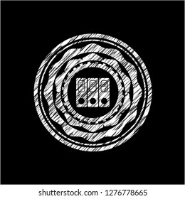 three folders icon inside chalkboard emblem on black board