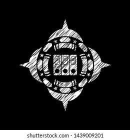 three folders icon inside chalkboard emblem