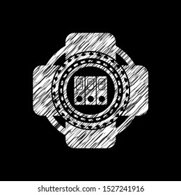 three folders icon inside chalkboard emblem