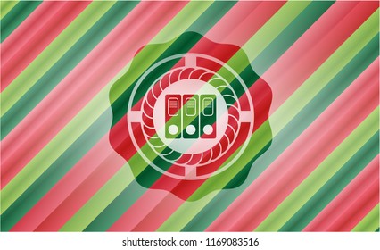 three folders icon inside christmas style badge..