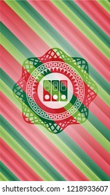 three folders icon inside christmas colors style badge.