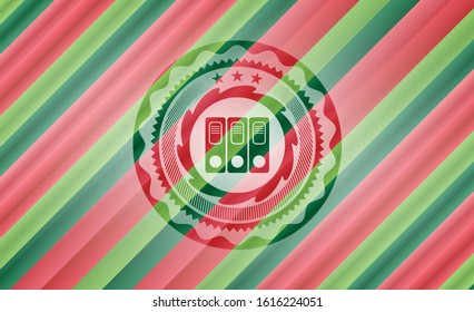three folders icon inside christmas style badge..