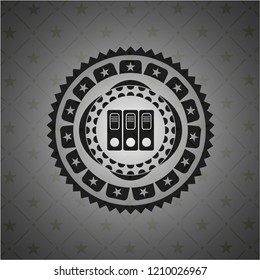 three folders icon inside dark emblem