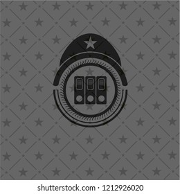 three folders icon inside dark badge or emblem