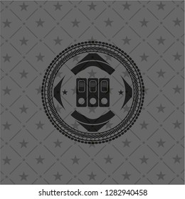 three folders icon inside dark badge or emblem