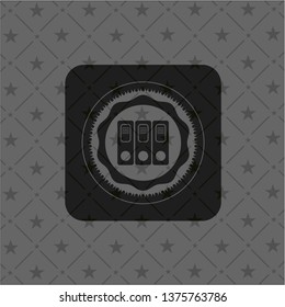 three folders icon inside dark badge