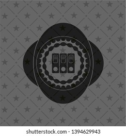three folders icon inside dark emblem. Retro