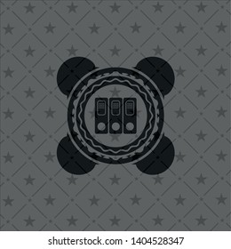 three folders icon inside dark emblem. Retro