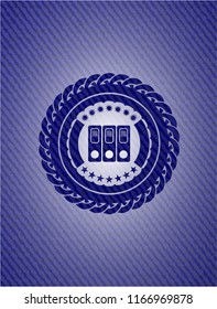 three folders icon inside denim background