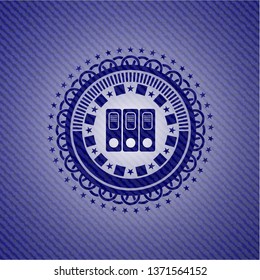 three folders icon inside emblem with jean high quality background