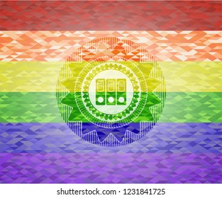 three folders icon inside lgbt colors emblem 