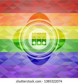 three folders icon inside lgbt colors emblem 