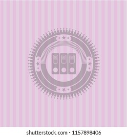 three folders icon inside pink icon or emblem