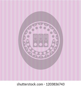 three folders icon inside pink icon or emblem