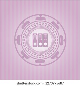 three folders icon inside pink icon or emblem