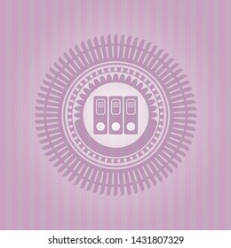 three folders icon inside pink icon or emblem