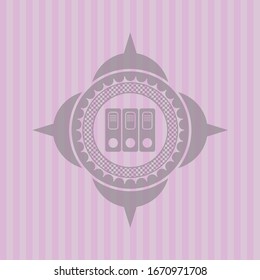 three folders icon inside pink emblem