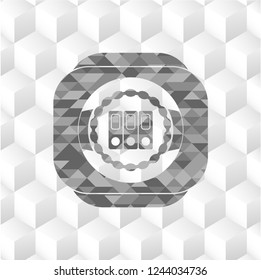 three folders icon inside realistic grey emblem with cube white background