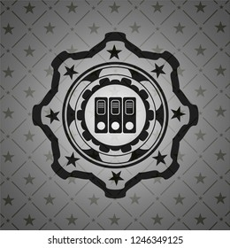 three folders icon inside realistic dark emblem