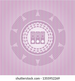 three folders icon inside realistic pink emblem