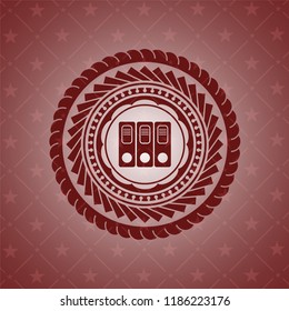 three folders icon inside red emblem