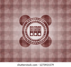 three folders icon inside red geometric badge. Seamless.