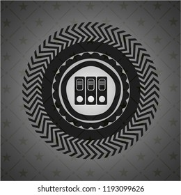 three folders icon inside retro style black emblem