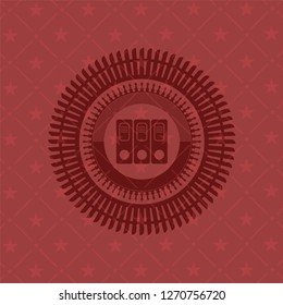 three folders icon inside retro style red emblem