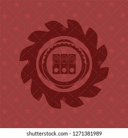 three folders icon inside retro style red emblem