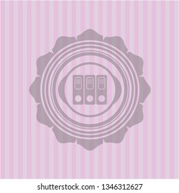three folders icon inside retro pink emblem