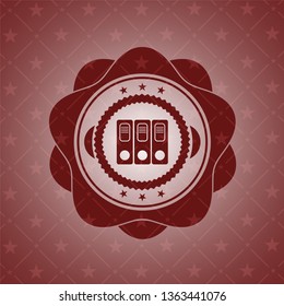 three folders icon inside retro style red emblem