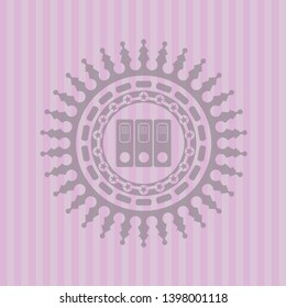 three folders icon inside retro pink emblem