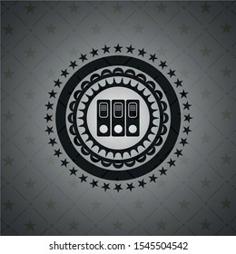 three folders icon inside retro style black emblem