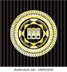 three folders icon inside shiny emblem