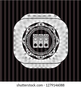 three folders icon inside silver shiny emblem