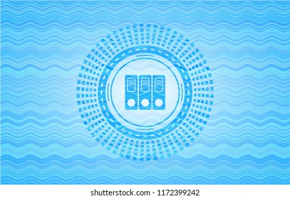 three folders icon inside water wave representation emblem.