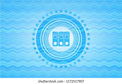 three folders icon inside water representation style badge.