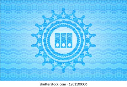 three folders icon inside water emblem background.
