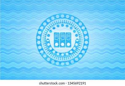 three folders icon inside water concept badge background.