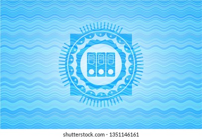 three folders icon inside water representation emblem background.
