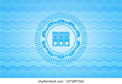 three folders icon inside water concept emblem background.