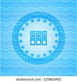 three folders icon inside water concept style badge.