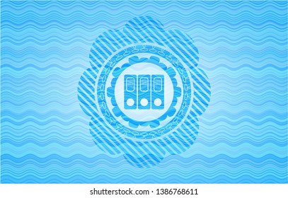 three folders icon inside water emblem background.