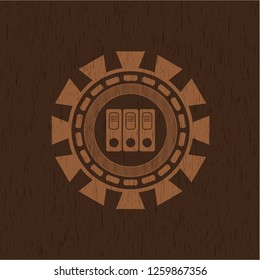 three folders icon inside wooden signboards