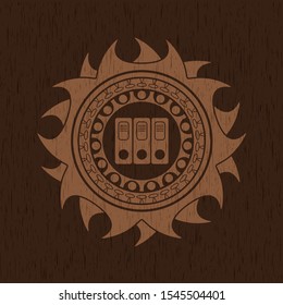 three folders icon inside wooden signboards